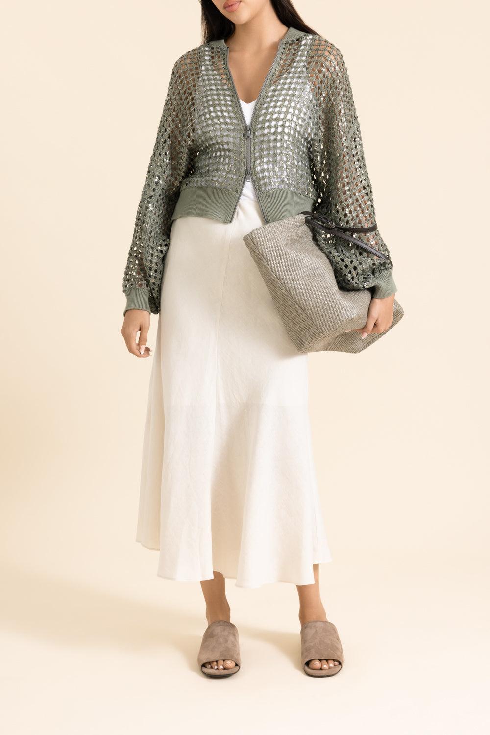 Fit And Flare Midi Skirt - Coconut Milk-WHITE-40-CLOTHINGSKIRTMIDI-BRUNELLO CUCINELLI