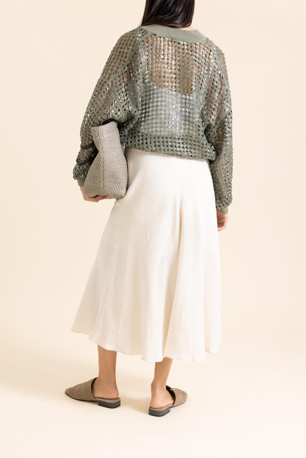 Fit And Flare Midi Skirt - Coconut Milk-WHITE-40-CLOTHINGSKIRTMIDI-BRUNELLO CUCINELLI