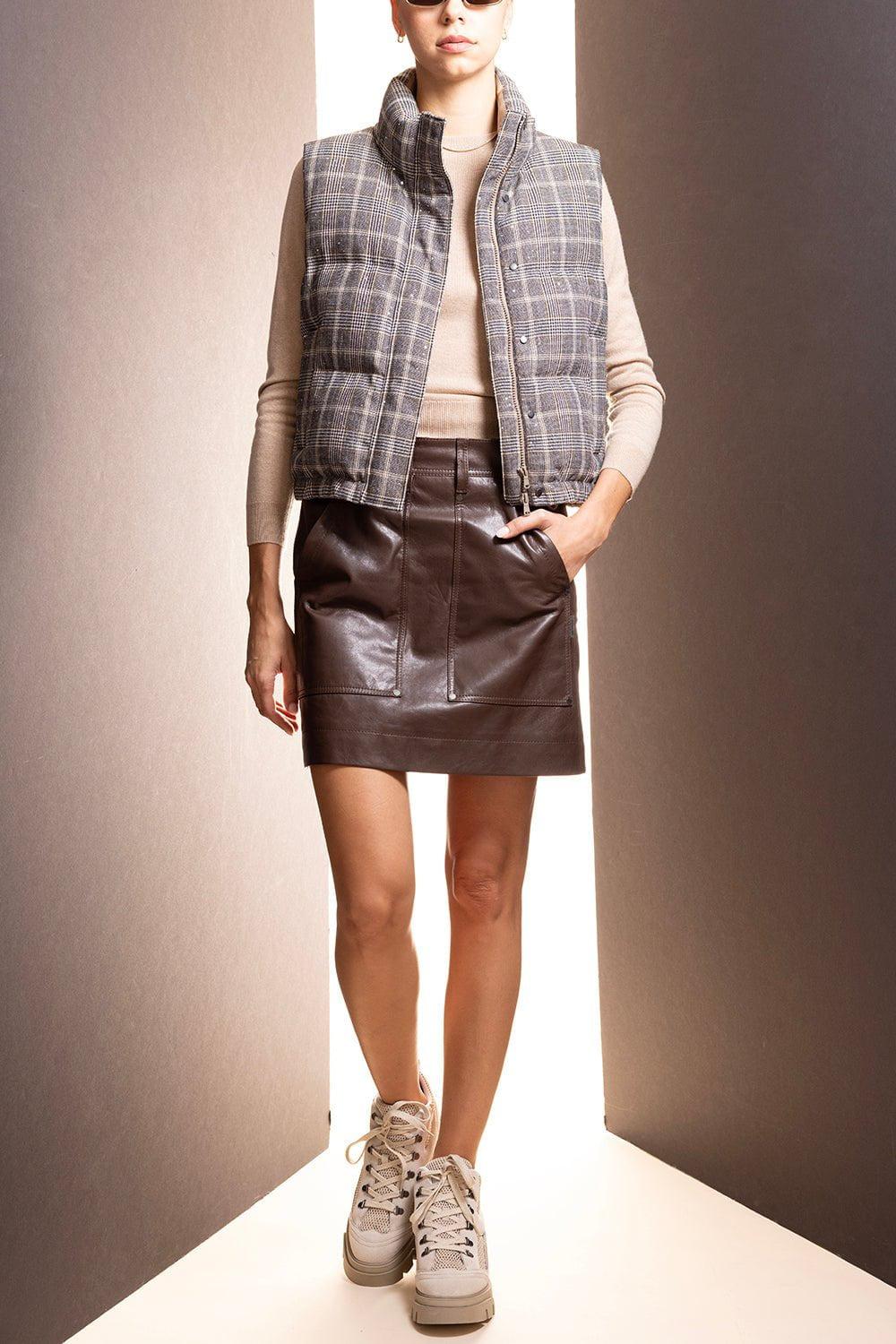 BRUNELLO CUCINELLI-Leather Cargo Mini Skirt-