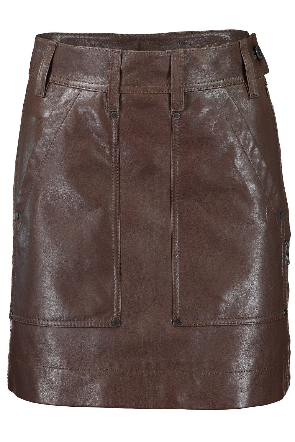 BRUNELLO CUCINELLI-Leather Cargo Mini Skirt-