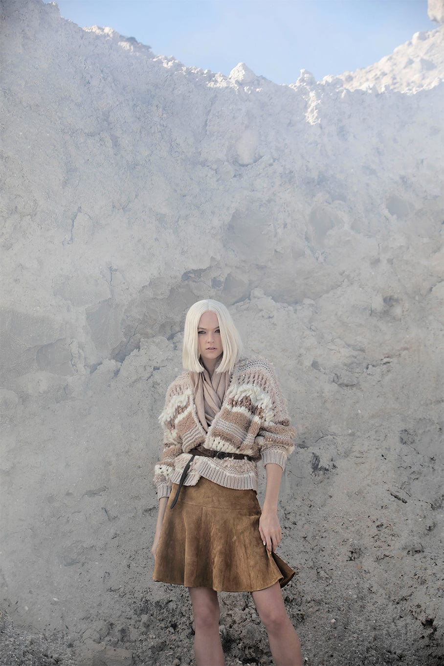 BRUNELLO CUCINELLI-Flare Suede Skirt-