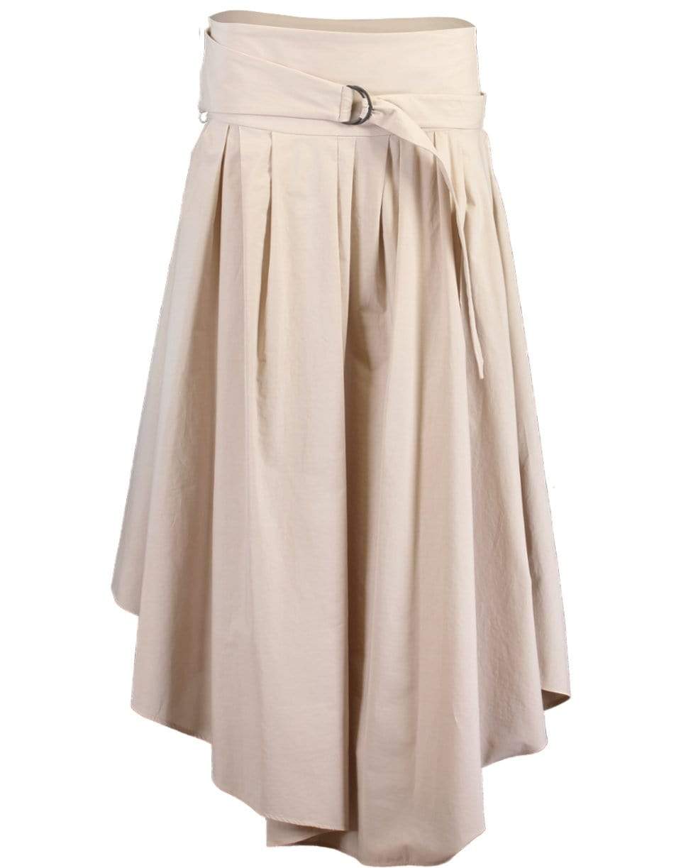 BRUNELLO CUCINELLI-Cotton Poplin Asymmetric Midi Skirt-