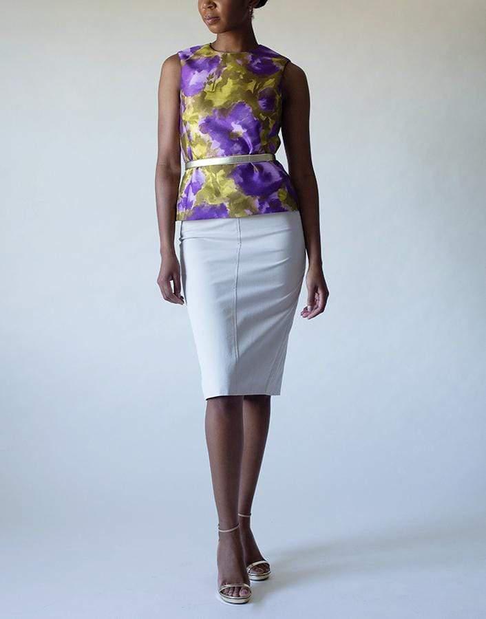 BRUNELLO CUCINELLI-Cotton Pencil Skirt-BEIGE
