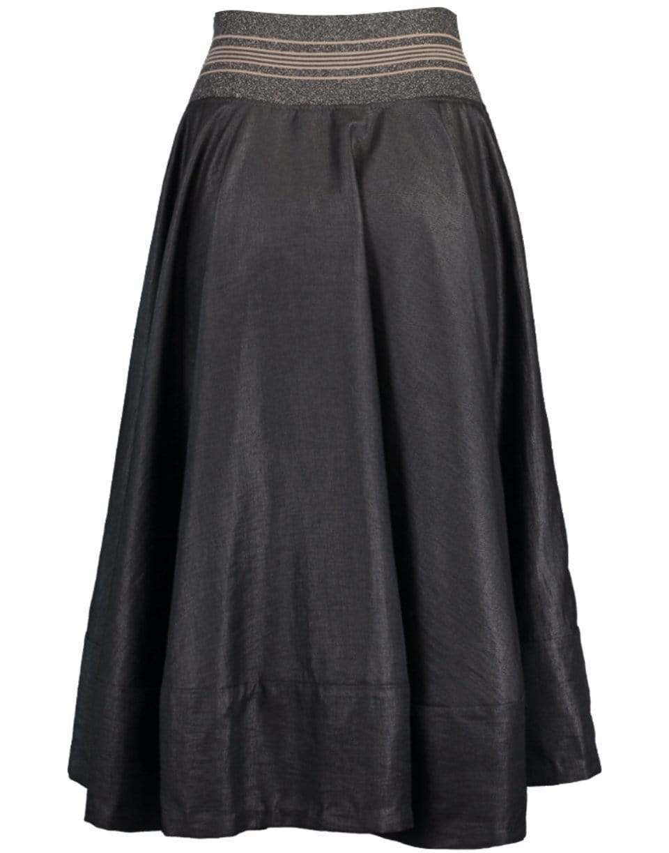 BRUNELLO CUCINELLI-Black Asymmetrical Linen Skirt-