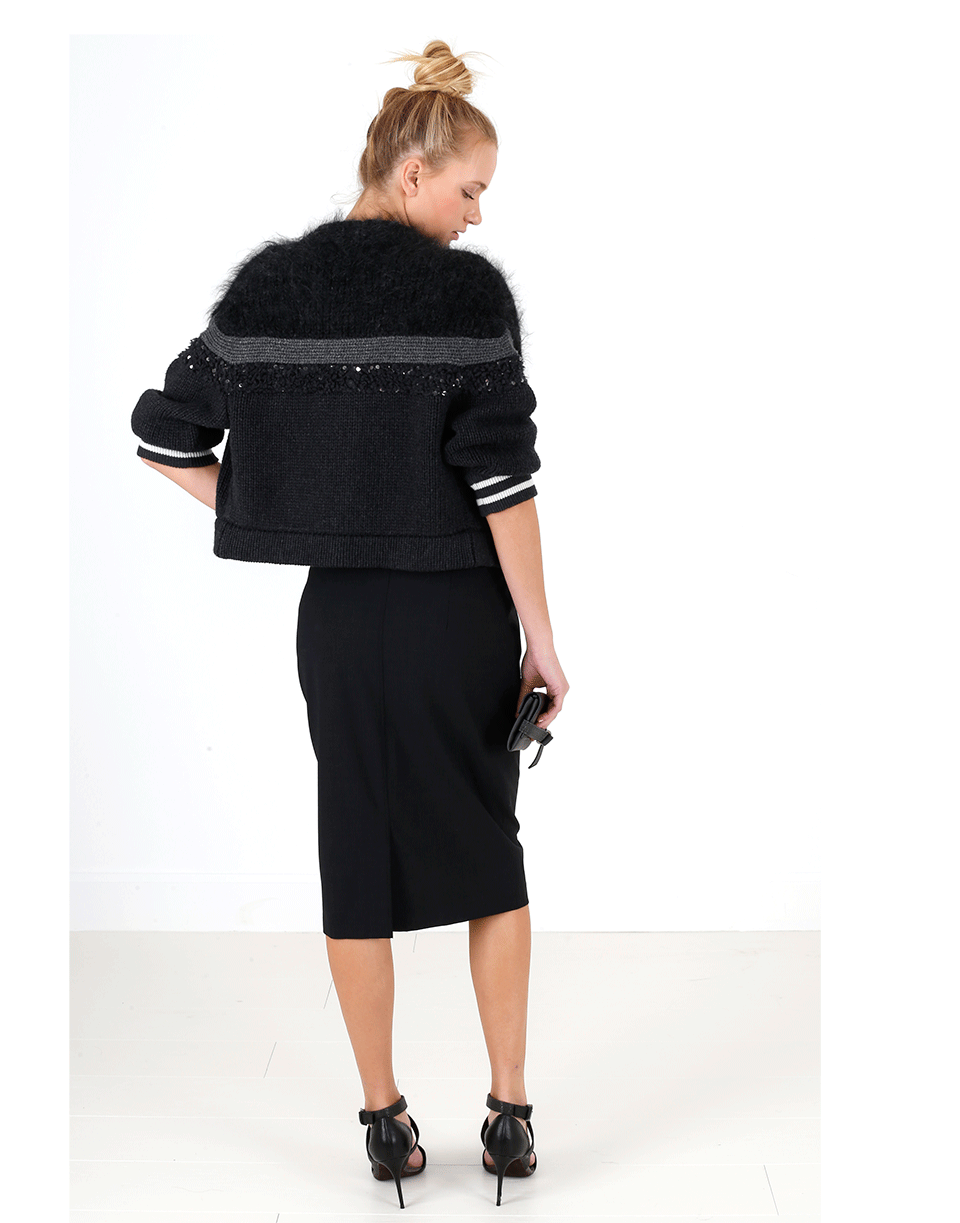 BRUNELLO CUCINELLI-Lurex Striped Pencil Skirt-