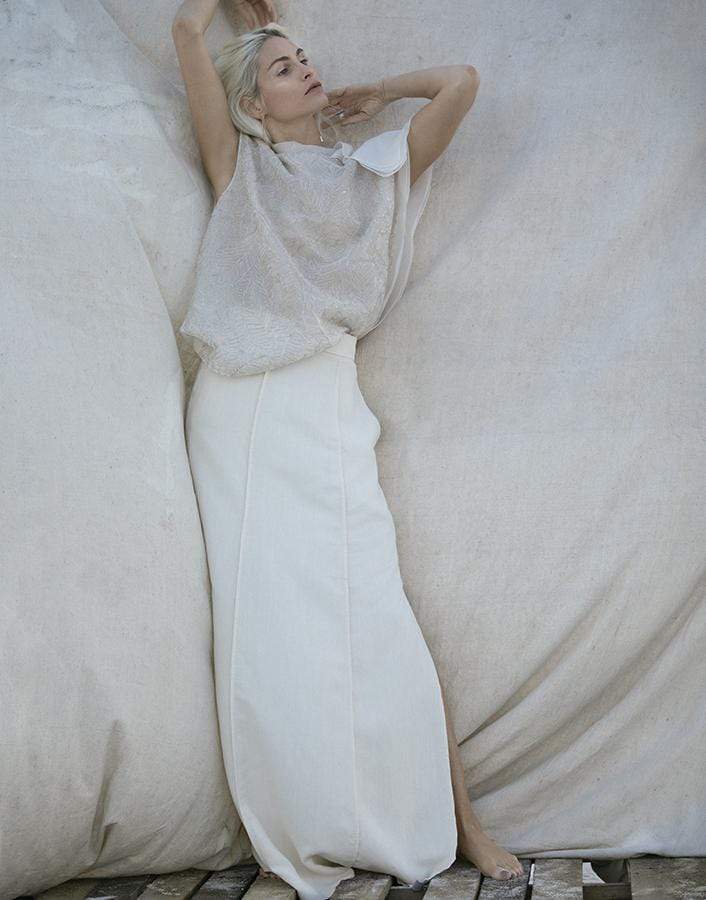 BRUNELLO CUCINELLI-Panama Linen Twill Maxi Skirt-