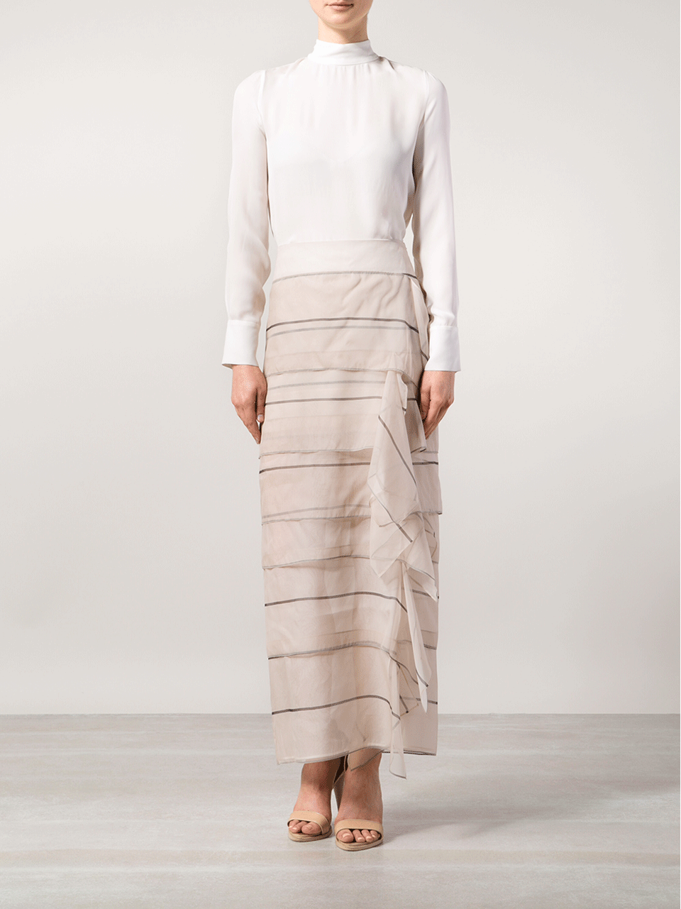 BRUNELLO CUCINELLI-Layered Stripe Skirt-