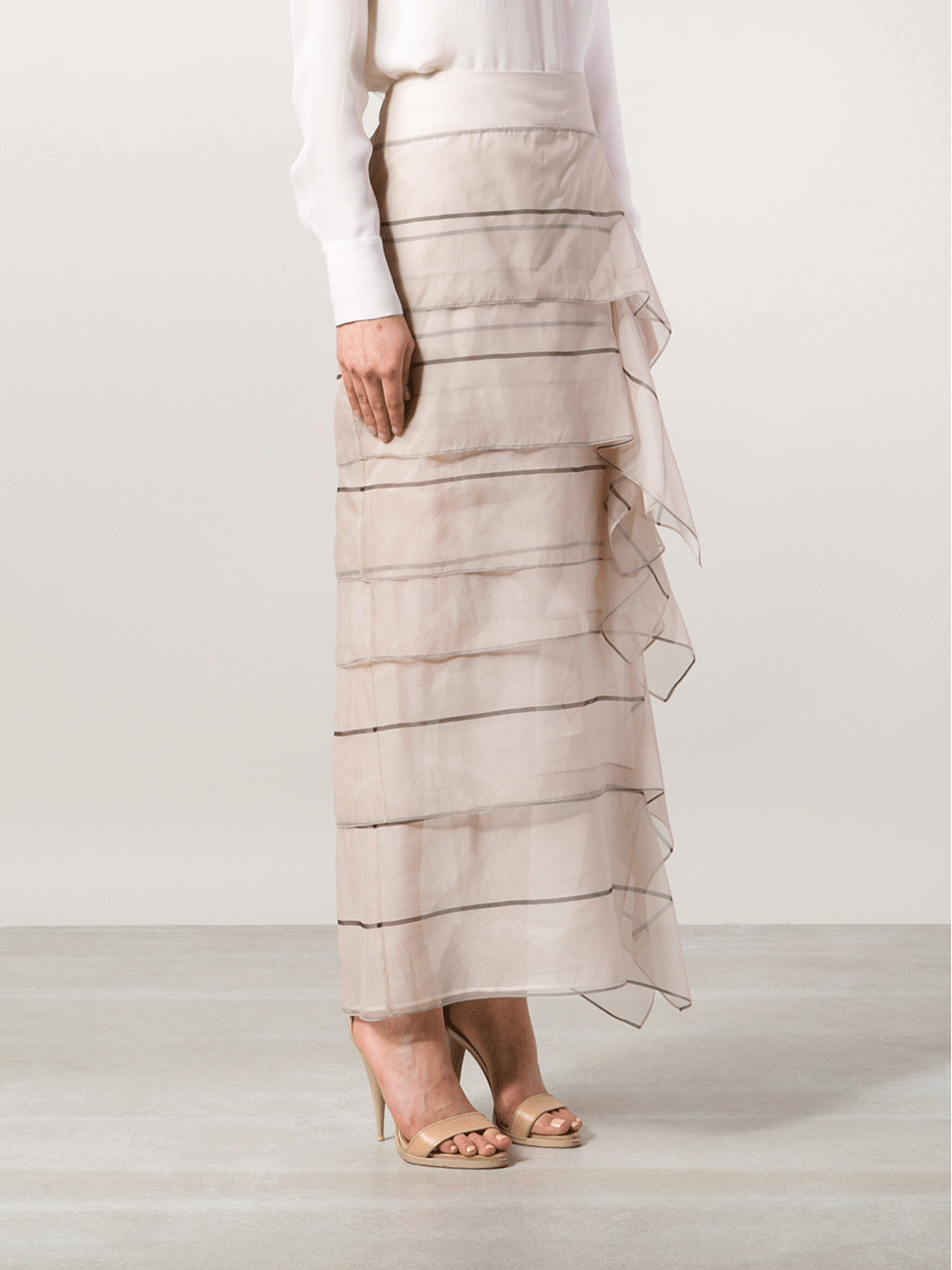 BRUNELLO CUCINELLI-Layered Stripe Skirt-
