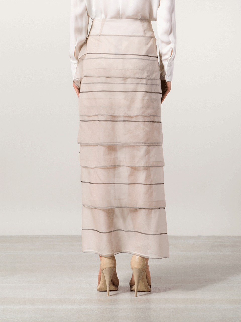 BRUNELLO CUCINELLI-Layered Stripe Skirt-