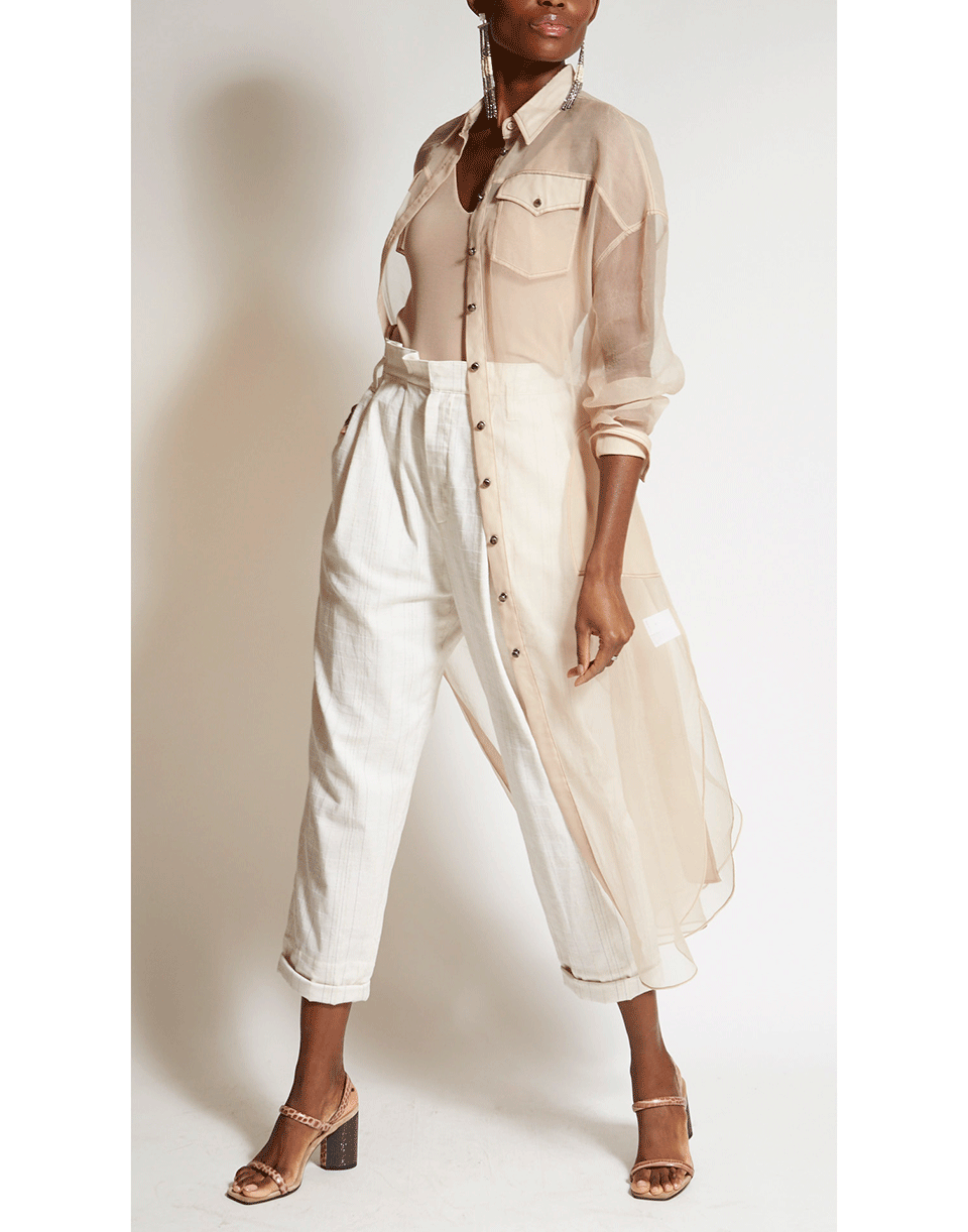 BRUNELLO CUCINELLI-Almond Silk Organza Duster Blouse-