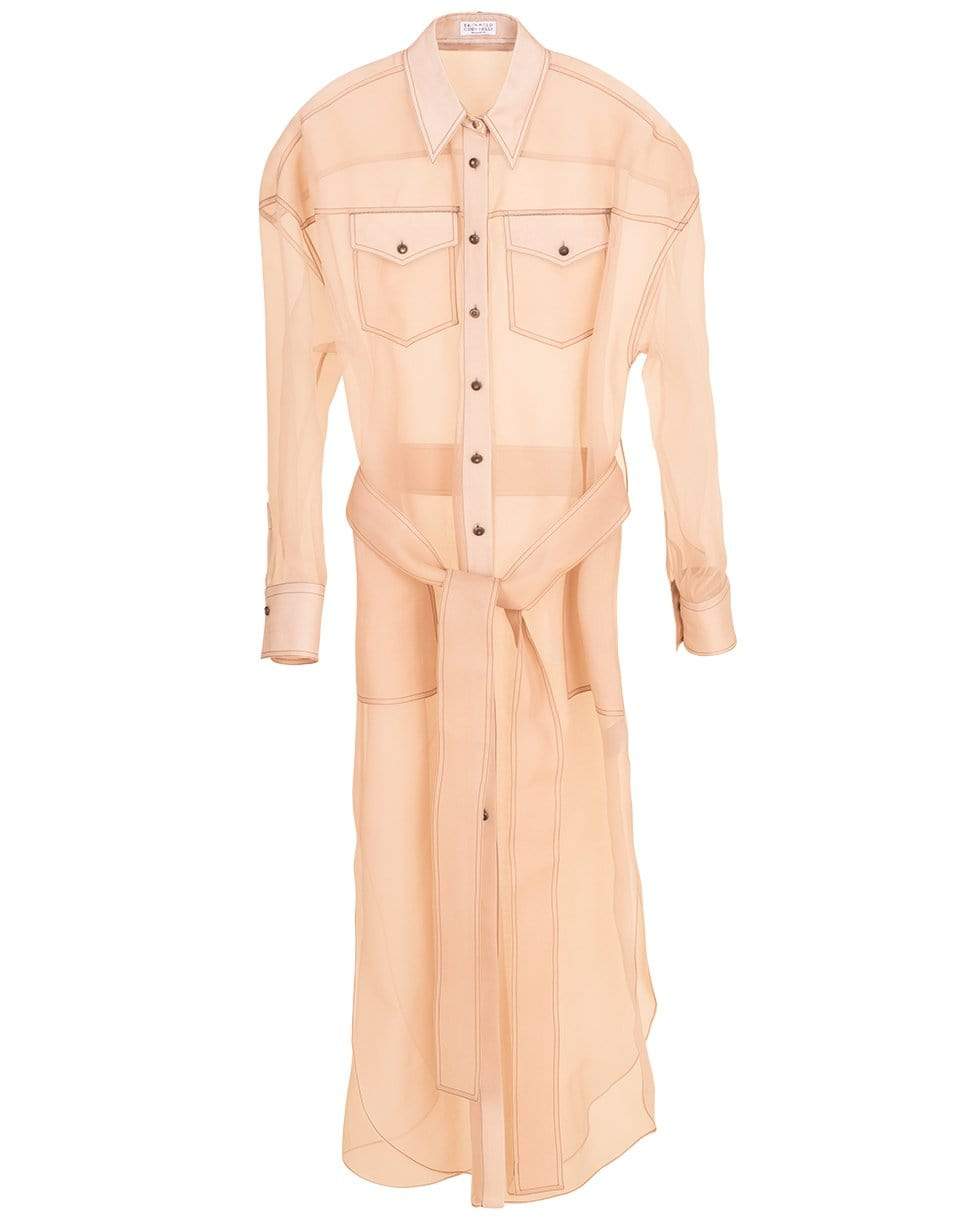 BRUNELLO CUCINELLI-Almond Silk Organza Duster Blouse-