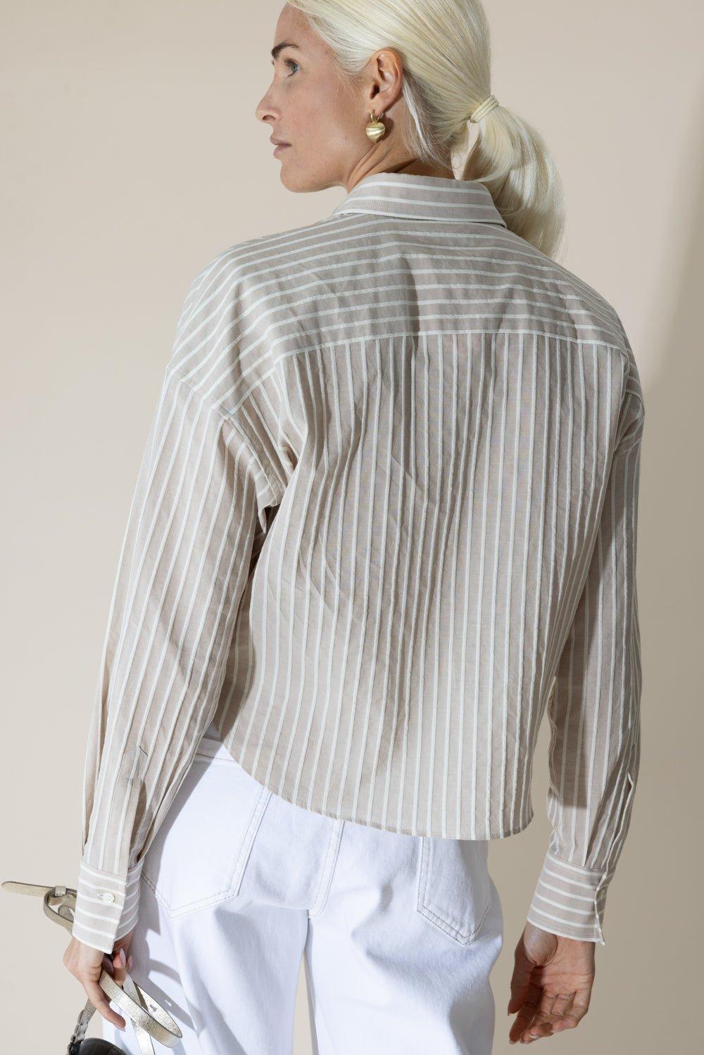 BRUNELLO CUCINELLI-Striped Cropped Shirt-