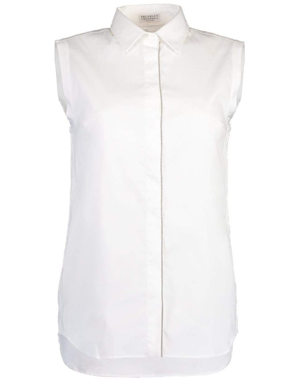 BRUNELLO CUCINELLI-Monili Placket Stretch Blouse-