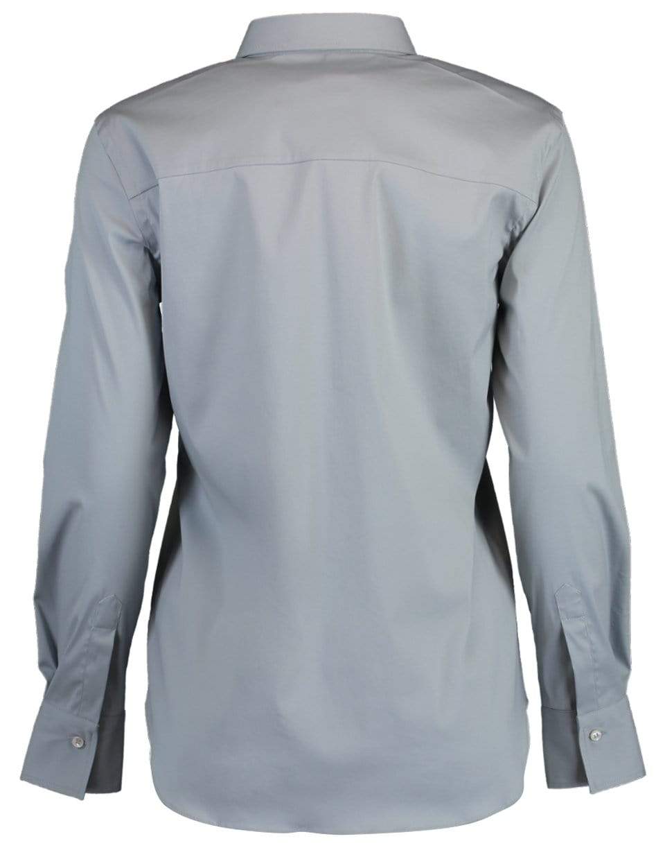 BRUNELLO CUCINELLI-Blue Cotton Stretch Shirt-