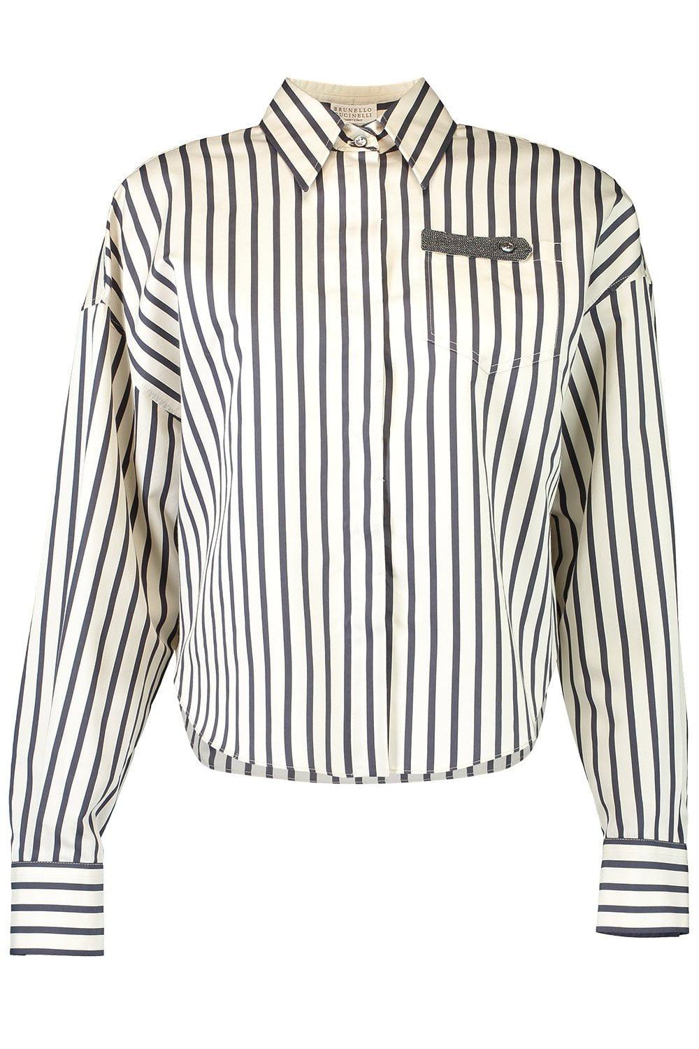 BRUNELLO CUCINELLI-Monili Trim Collared Shirt-