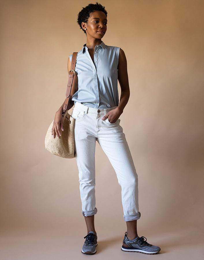 BRUNELLO CUCINELLI-Sleeveless Stretch Blouse-