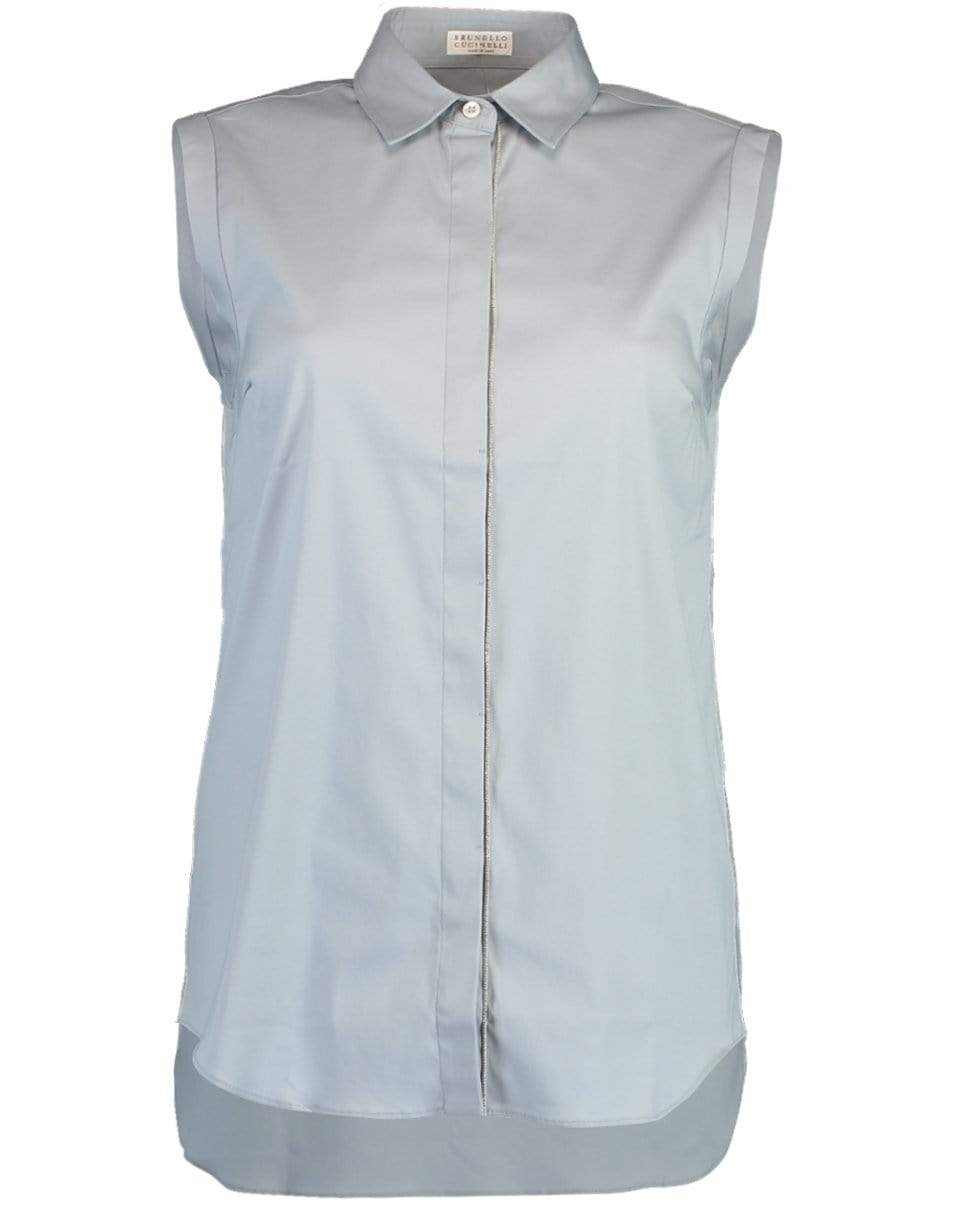 BRUNELLO CUCINELLI-Sleeveless Stretch Blouse-