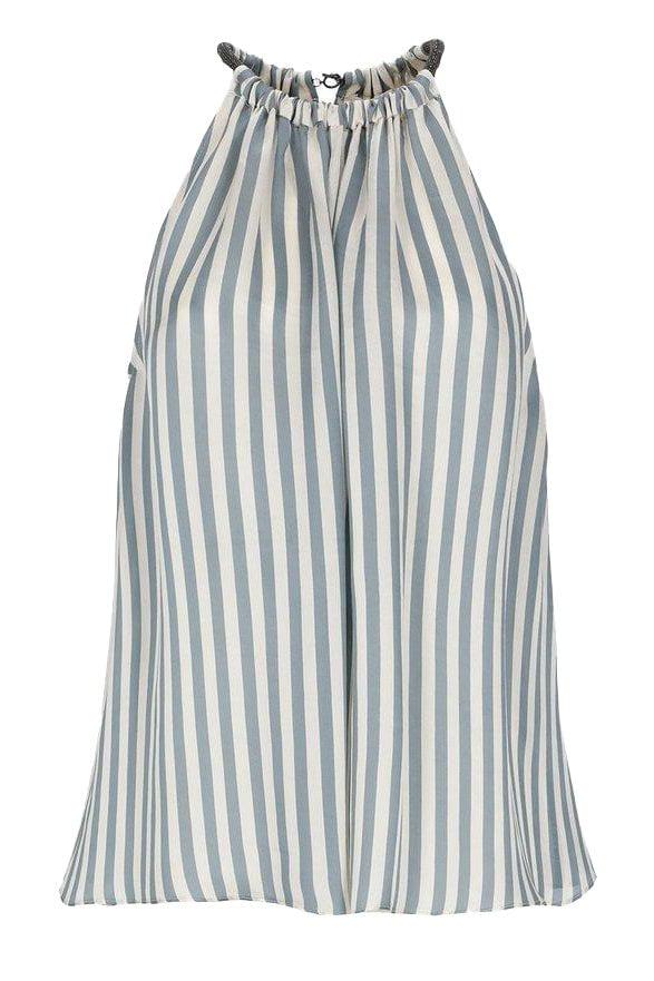 BRUNELLO CUCINELLI-Striped Monili Halter Top-