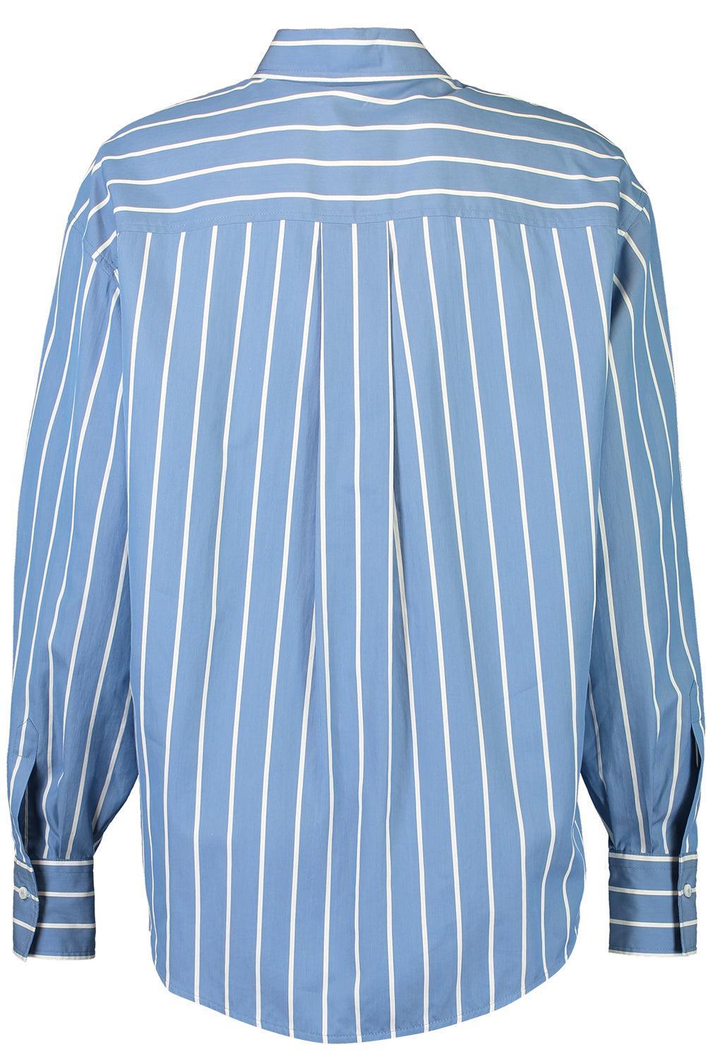 Double Monili Trim Wide Stripe Blouse - Blue Panama-BLU/PANA-XS-CLOTHINGTOPBLOUSE-BRUNELLO CUCINELLI