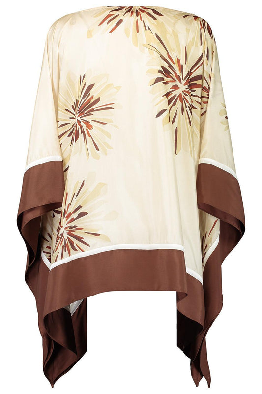 Bloom Print Poncho Top-BROWN-XS-CLOTHINGTOPBLOUSE-BRUNELLO CUCINELLI