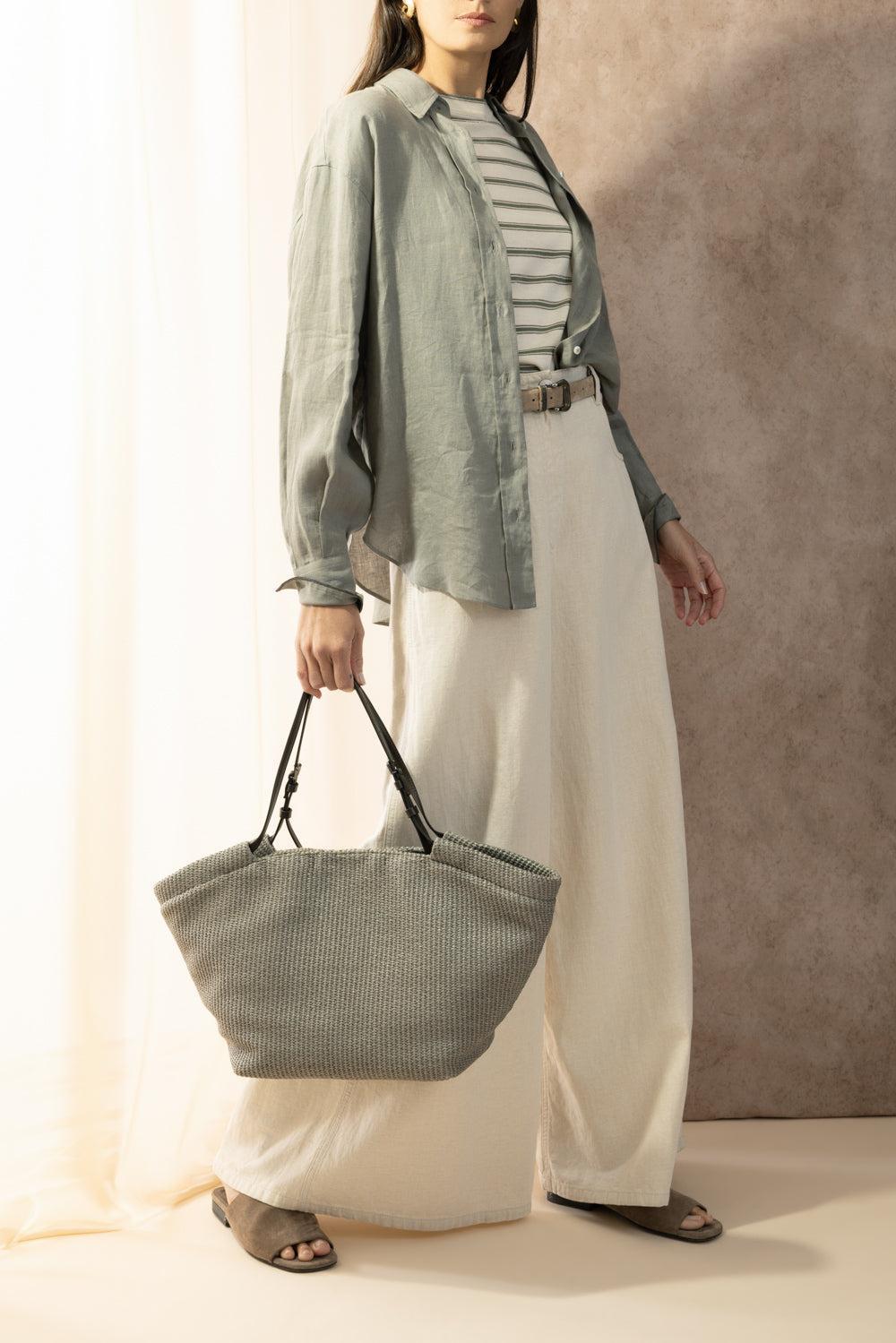 Long Sleeve Button Shirt-BROWN-XS-CLOTHINGTOPBLOUSE-BRUNELLO CUCINELLI