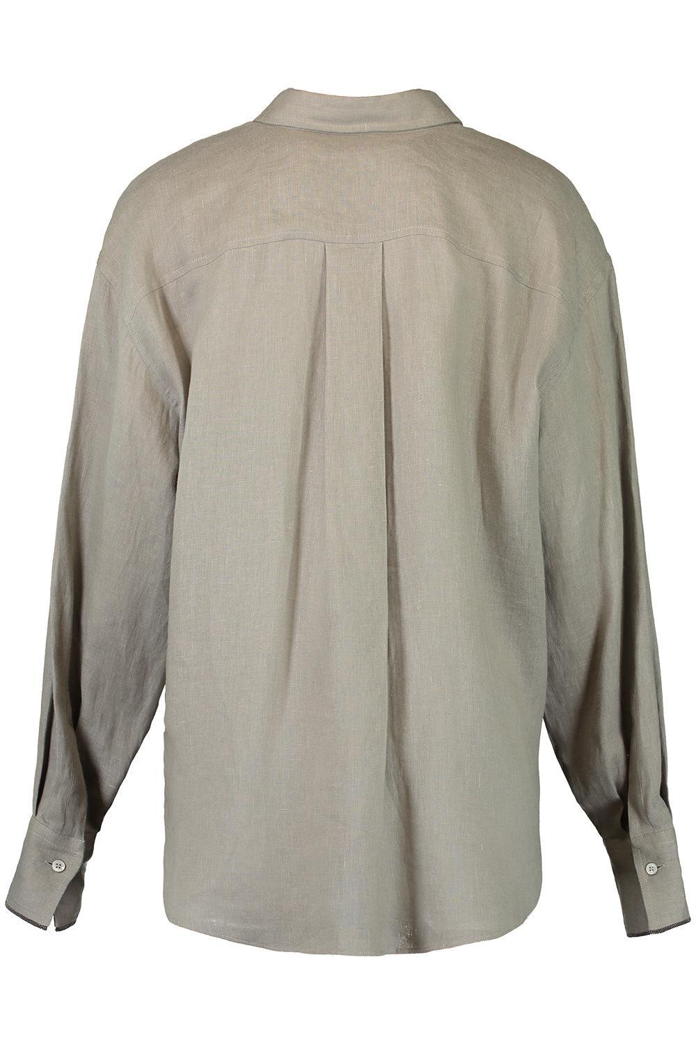 Long Sleeve Button Shirt-BROWN-XS-CLOTHINGTOPBLOUSE-BRUNELLO CUCINELLI
