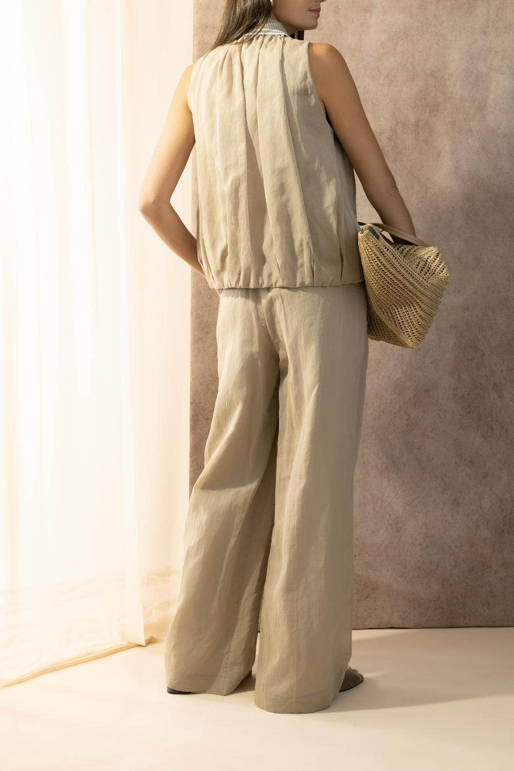Zip Front Halter Vest-BROWN-XS-CLOTHINGTOPBLOUSE-BRUNELLO CUCINELLI