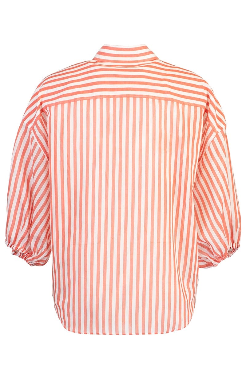 BRUNELLO CUCINELLI-Striped Elbow Sleeve Top - Cherry-