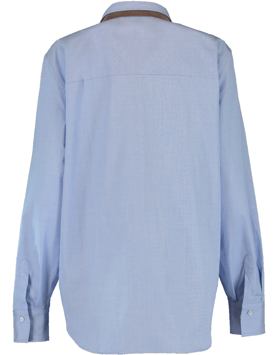 BRUNELLO CUCINELLI-Double Collar Monili Chambray Blouse-