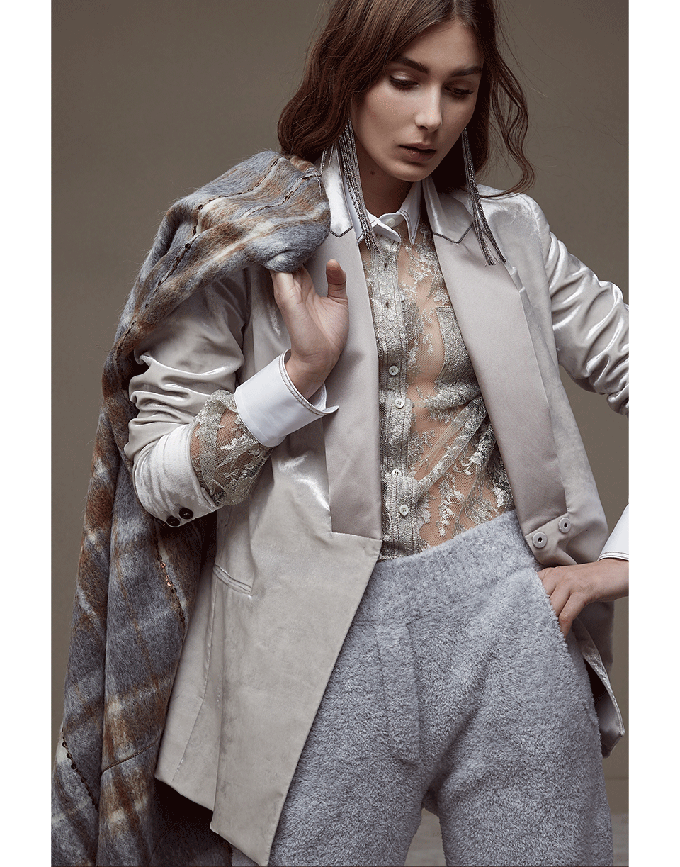 BRUNELLO CUCINELLI-Poplin Lace Blouse-