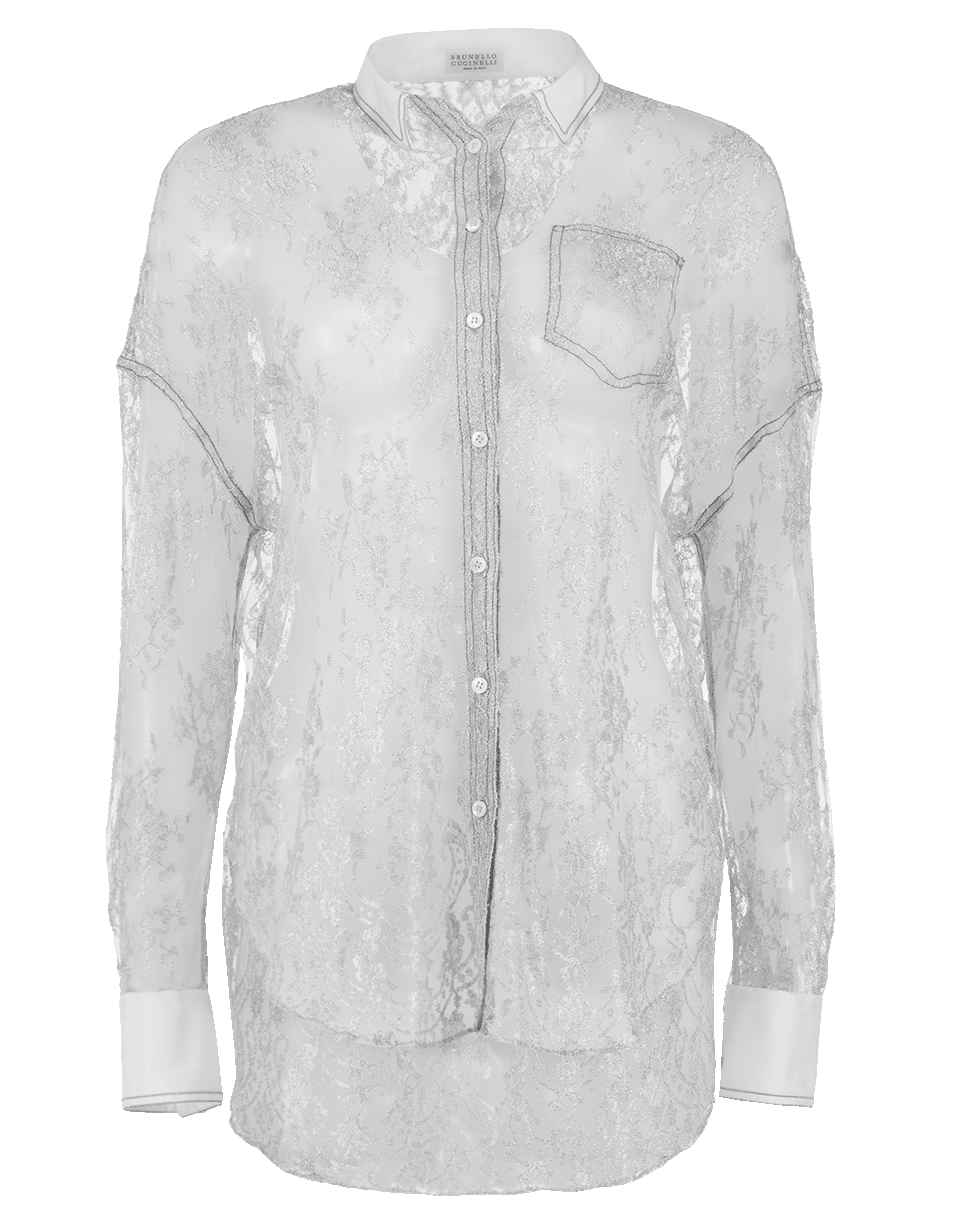BRUNELLO CUCINELLI-Poplin Lace Blouse-