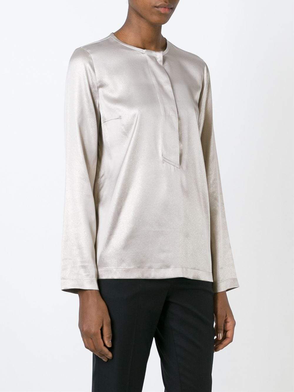 BRUNELLO CUCINELLI-Silk Lurex Henley-DOVE