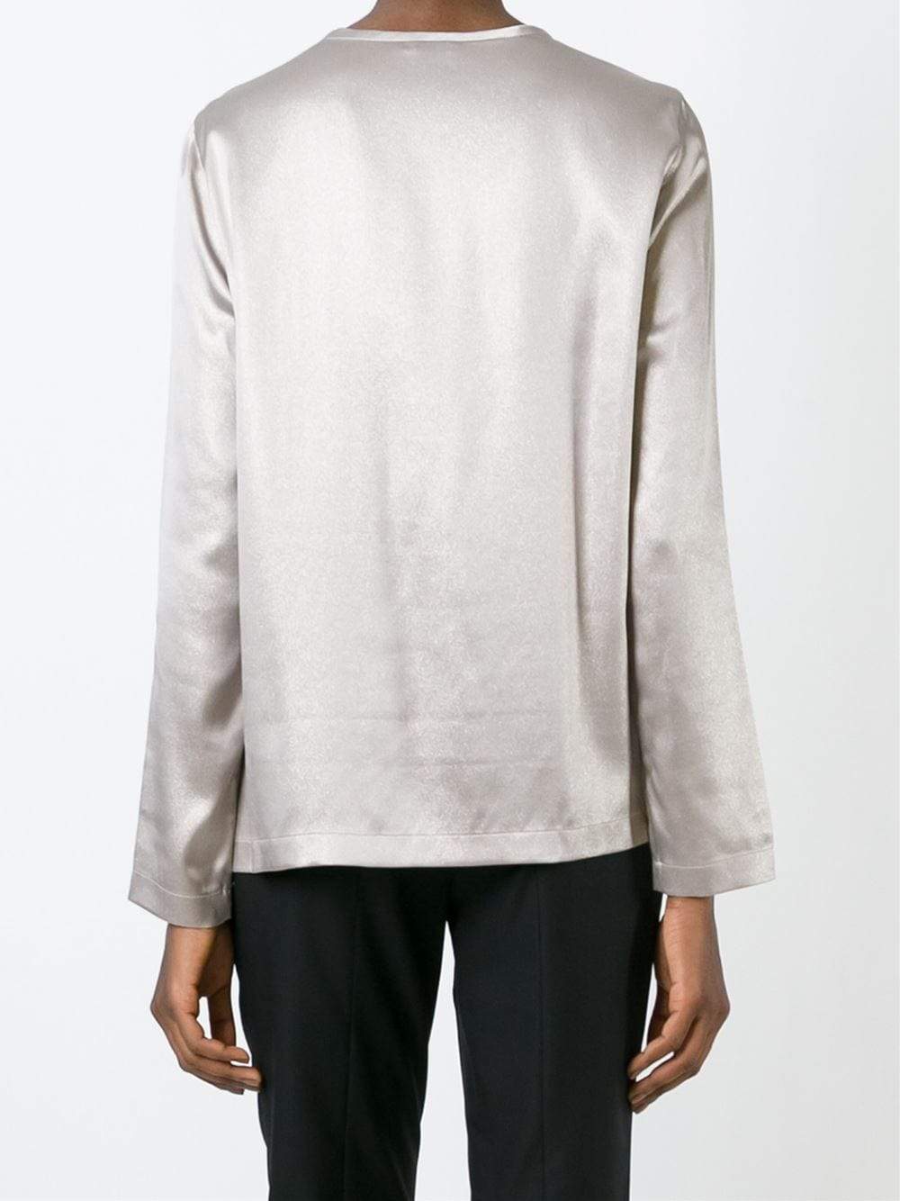 BRUNELLO CUCINELLI-Silk Lurex Henley-DOVE