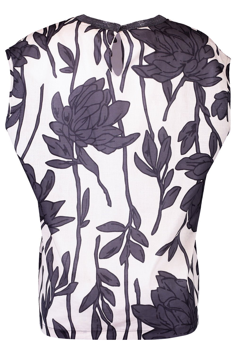 BRUNELLO CUCINELLI-Monili Collar Cap Sleeve Blouse-