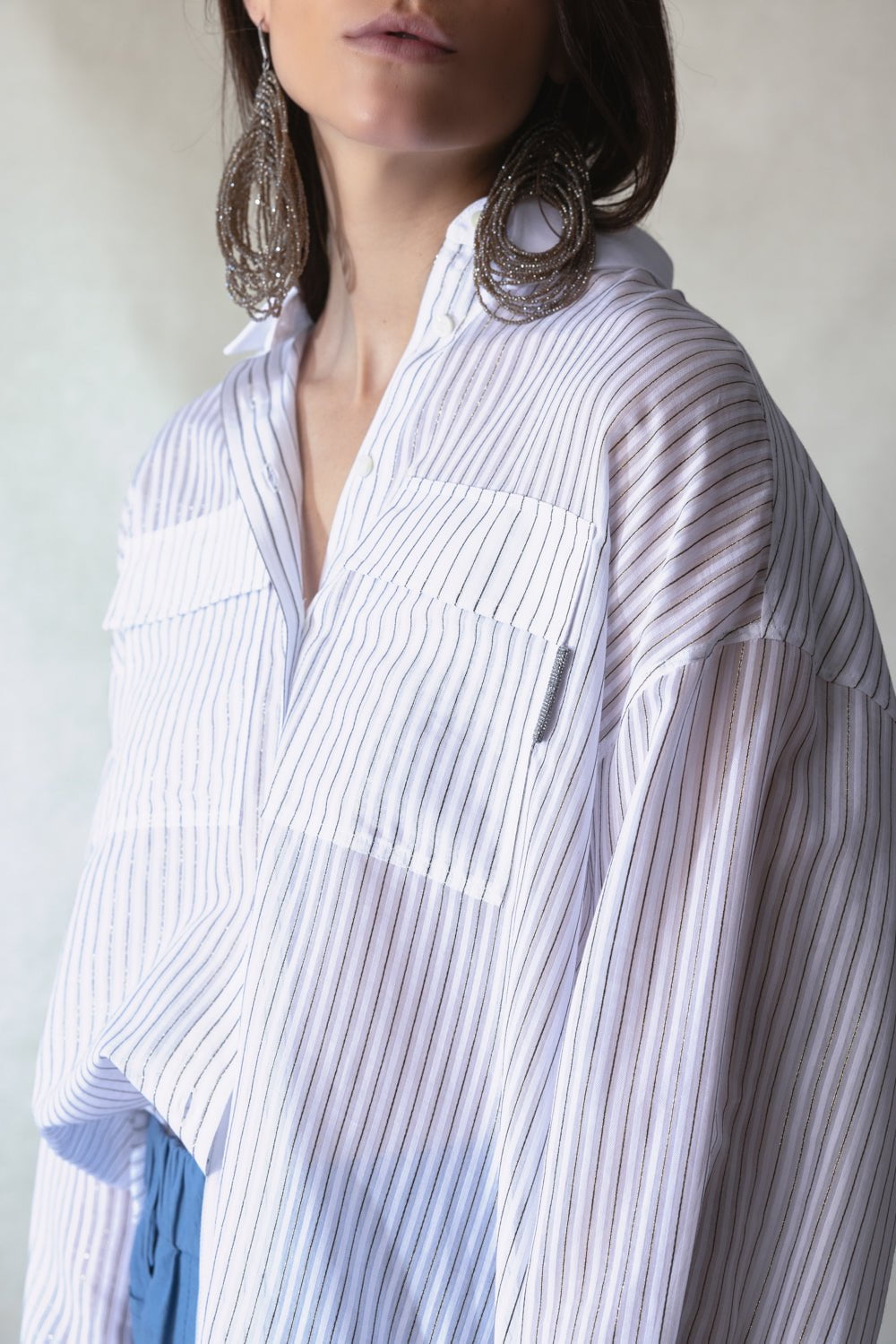 BRUNELLO CUCINELLI-Long Sleeve Pocket Shirt-