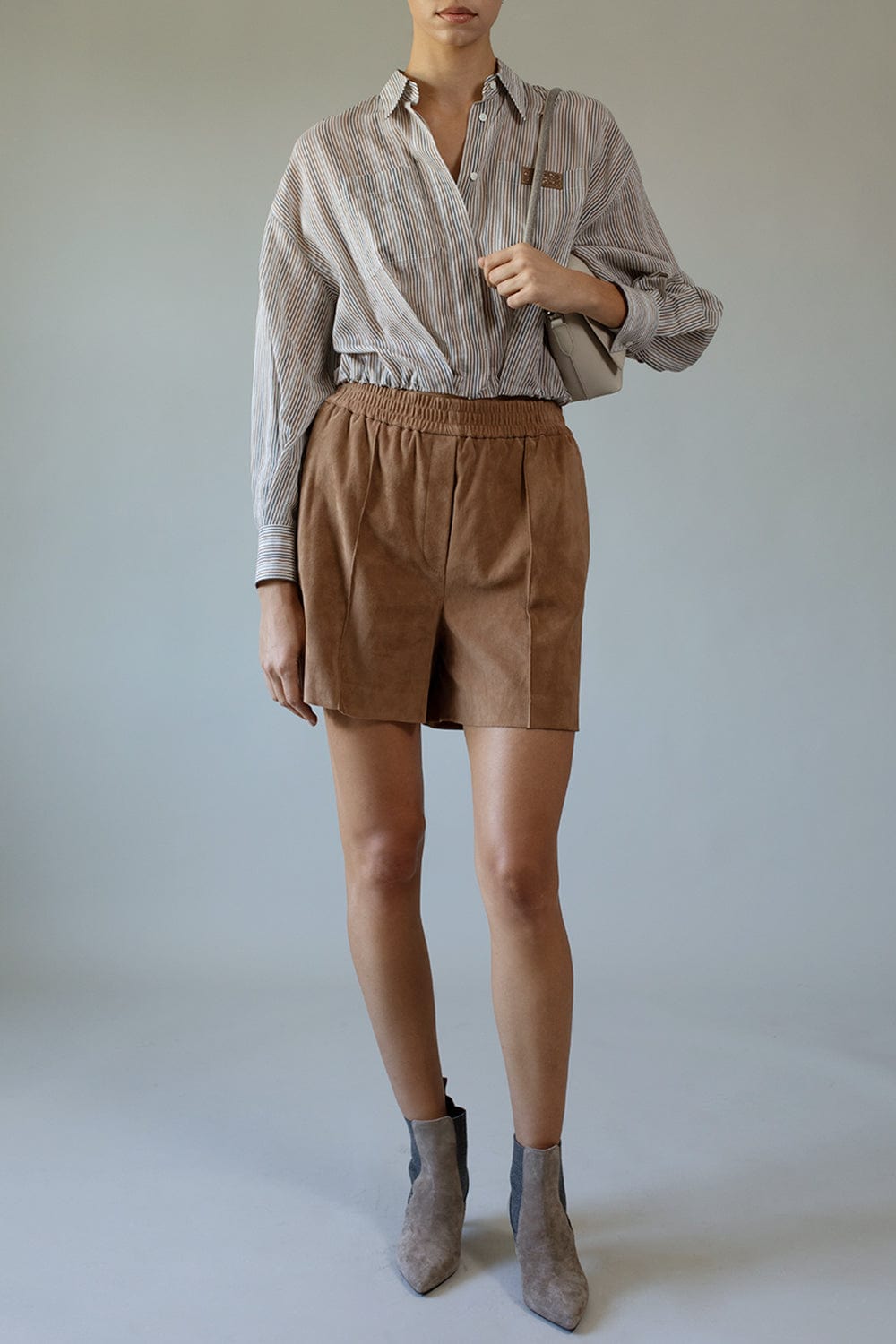 BRUNELLO CUCINELLI-Elastic Waist Stripe Blouse-