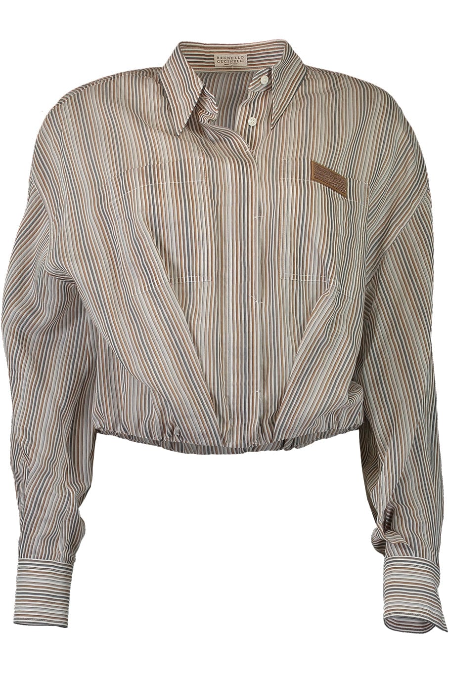 BRUNELLO CUCINELLI-Elastic Waist Stripe Blouse-
