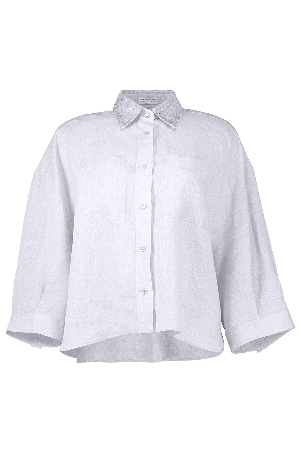 BRUNELLO CUCINELLI-Dazzling Magnolia Collar Shirt-