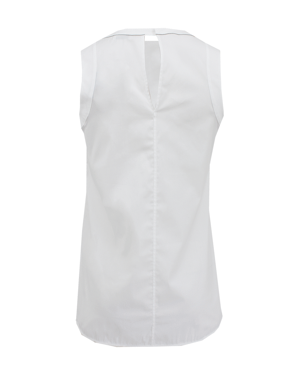 BRUNELLO CUCINELLI-Sleeveless Keyhole Neck Poplin Blouse-