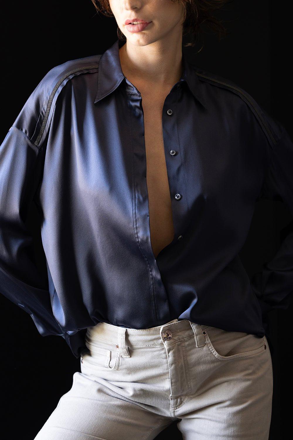 BRUNELLO CUCINELLI-Monili Trim Soft Shirt-