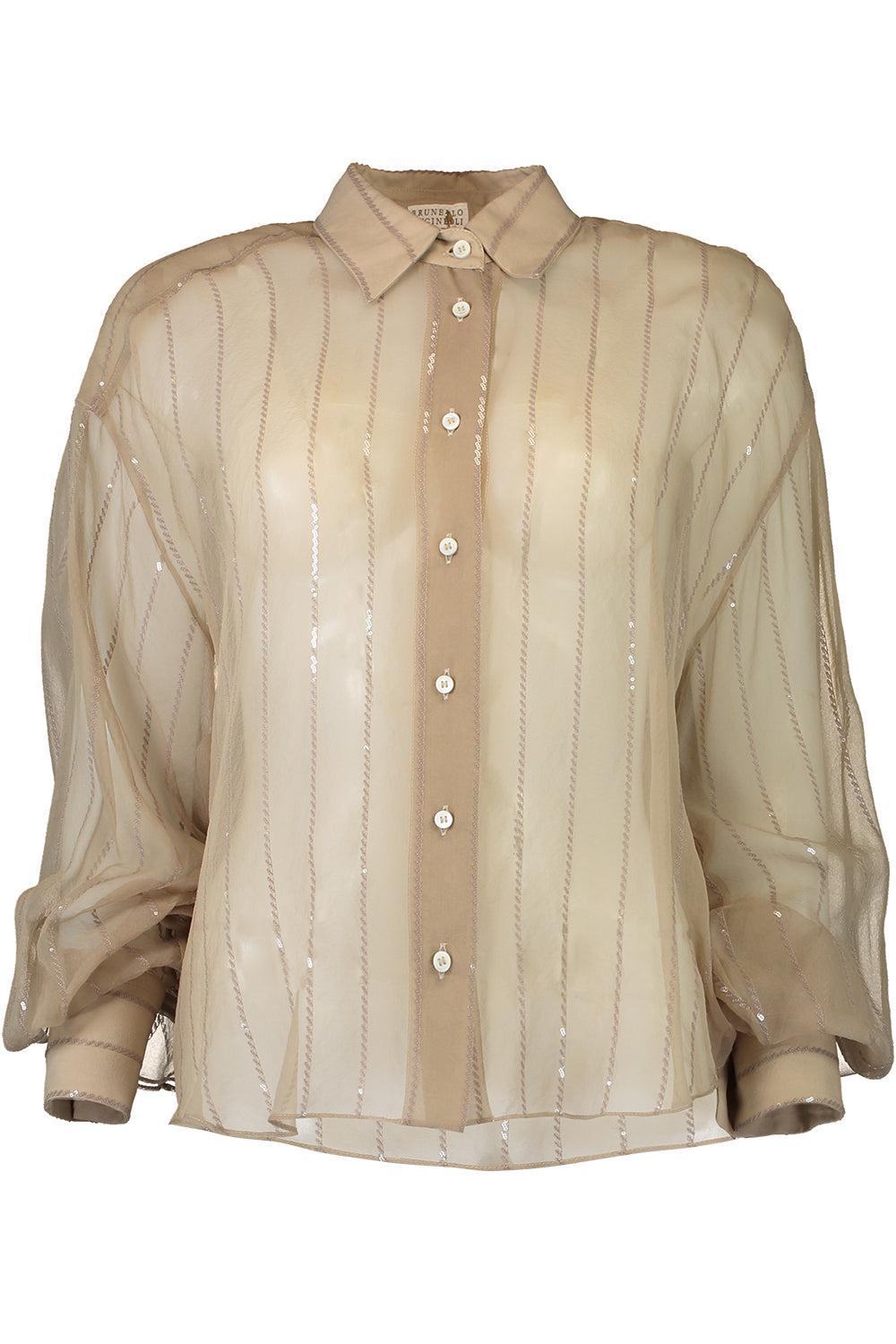 Crispy Vertical Paillette Blouse-NUTSHELL-XS-CLOTHINGTOPBLOUSE-BRUNELLO CUCINELLI