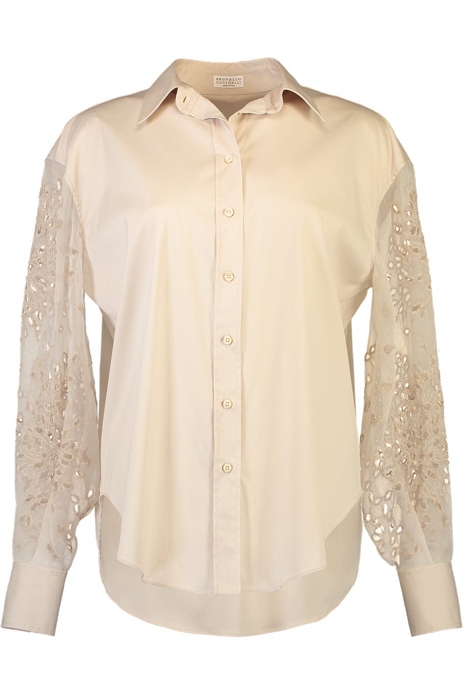 BRUNELLO CUCINELLI-Sheer Sleeve Blouse-