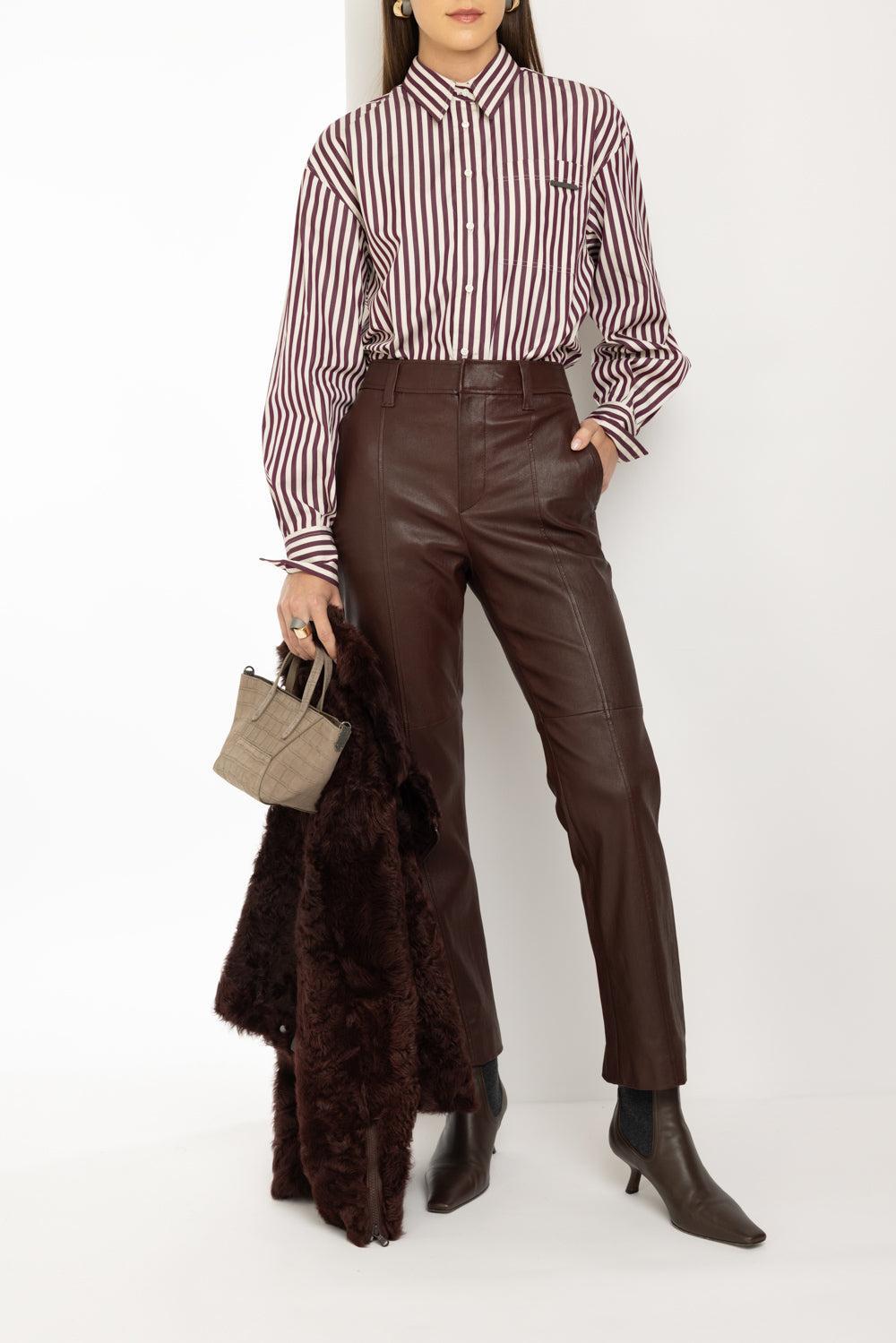 Striped Shiny Tab Shirt-PANABORD-XS-CLOTHINGTOPBLOUSE-BRUNELLO CUCINELLI