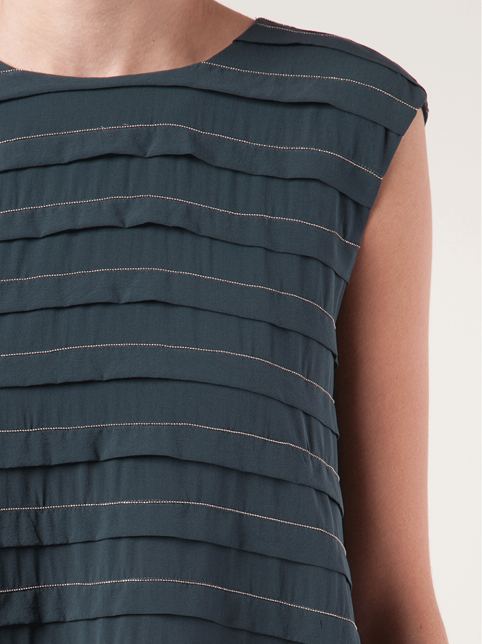 BRUNELLO CUCINELLI-Sleeveless Monili Stripe Top-