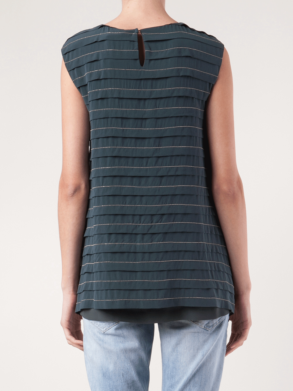 BRUNELLO CUCINELLI-Sleeveless Monili Stripe Top-