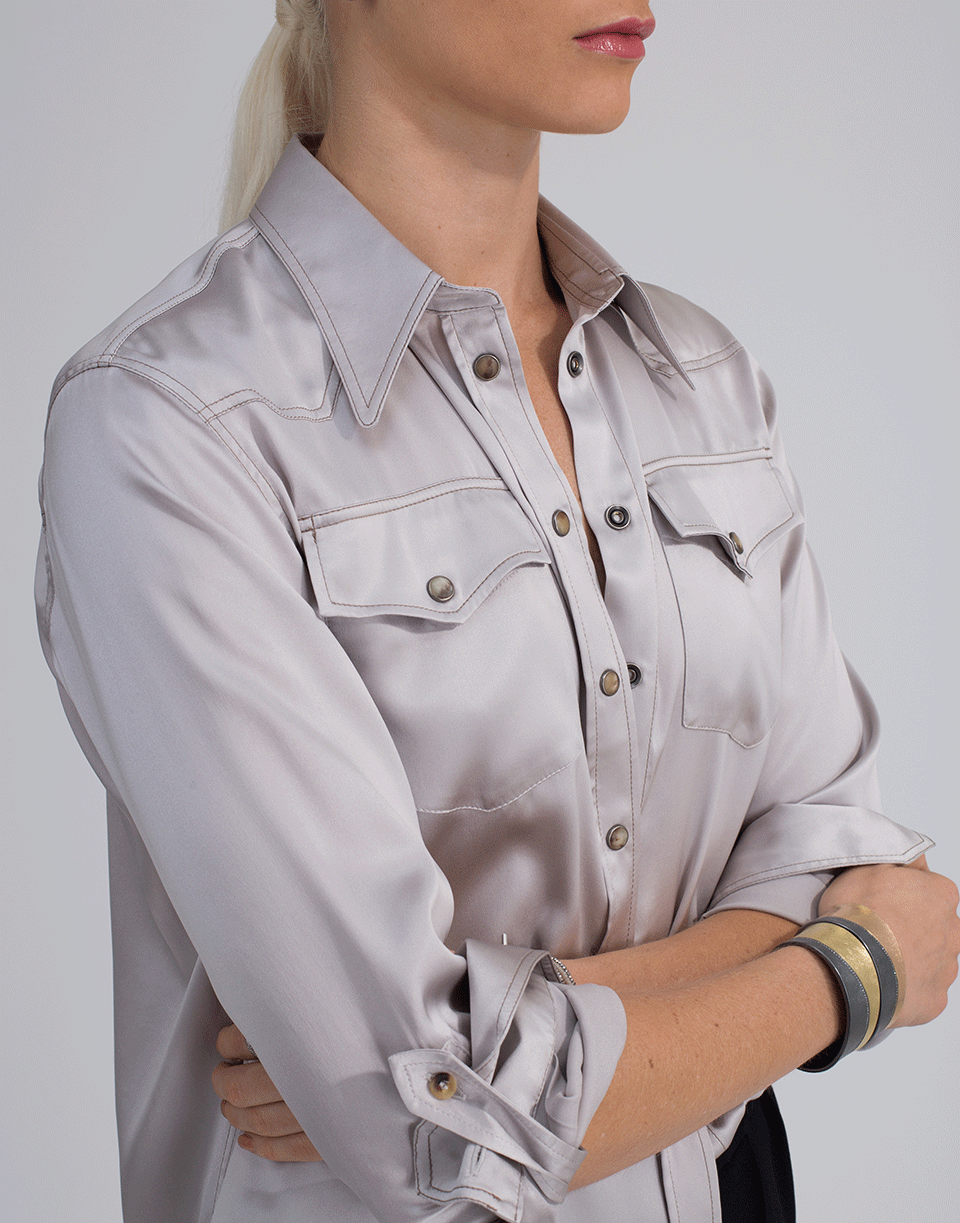 BRUNELLO CUCINELLI-Charmeuse Western Monili Blouse-