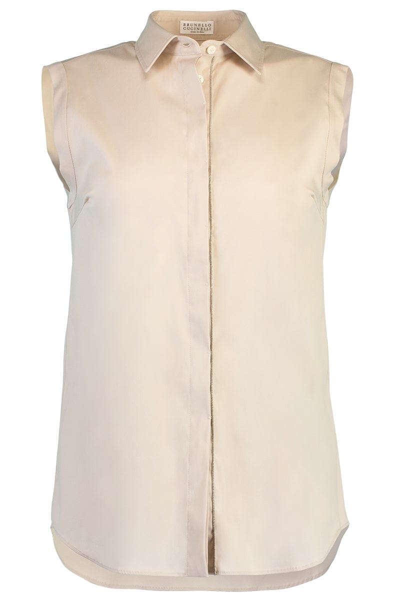 BRUNELLO CUCINELLI-Sleeveless Top With Monili Trim-