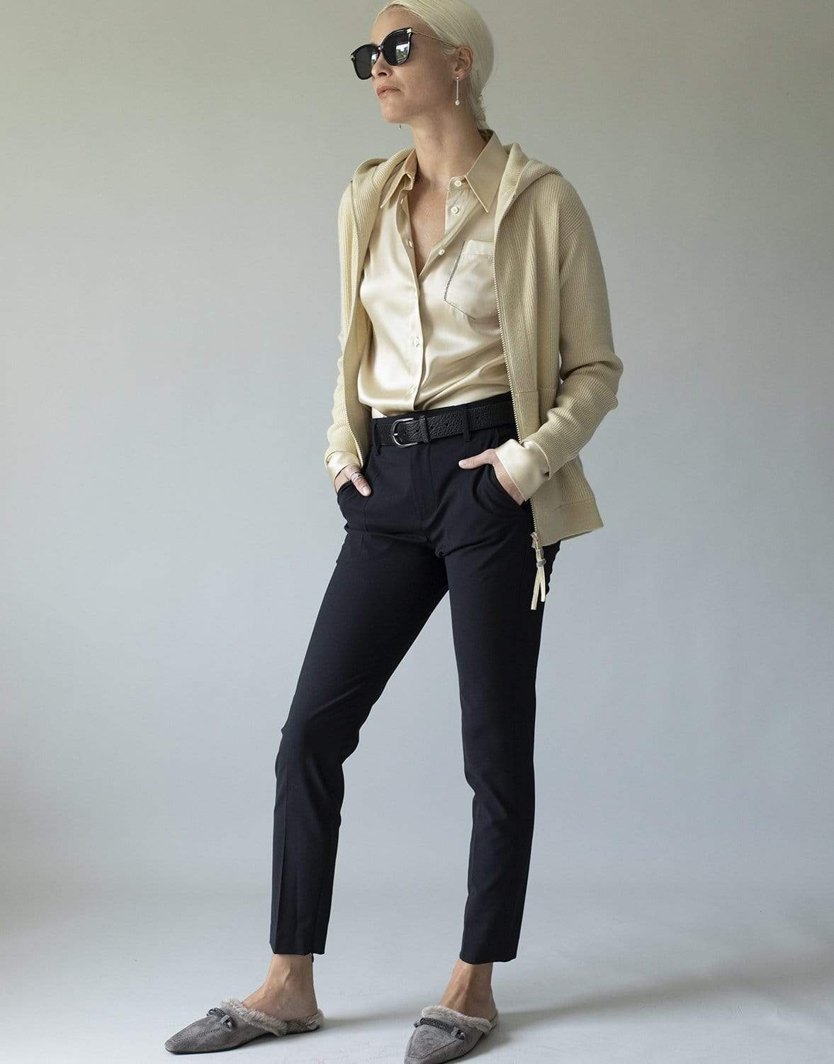 BRUNELLO CUCINELLI-Shadow Pocket Silk Blouse-