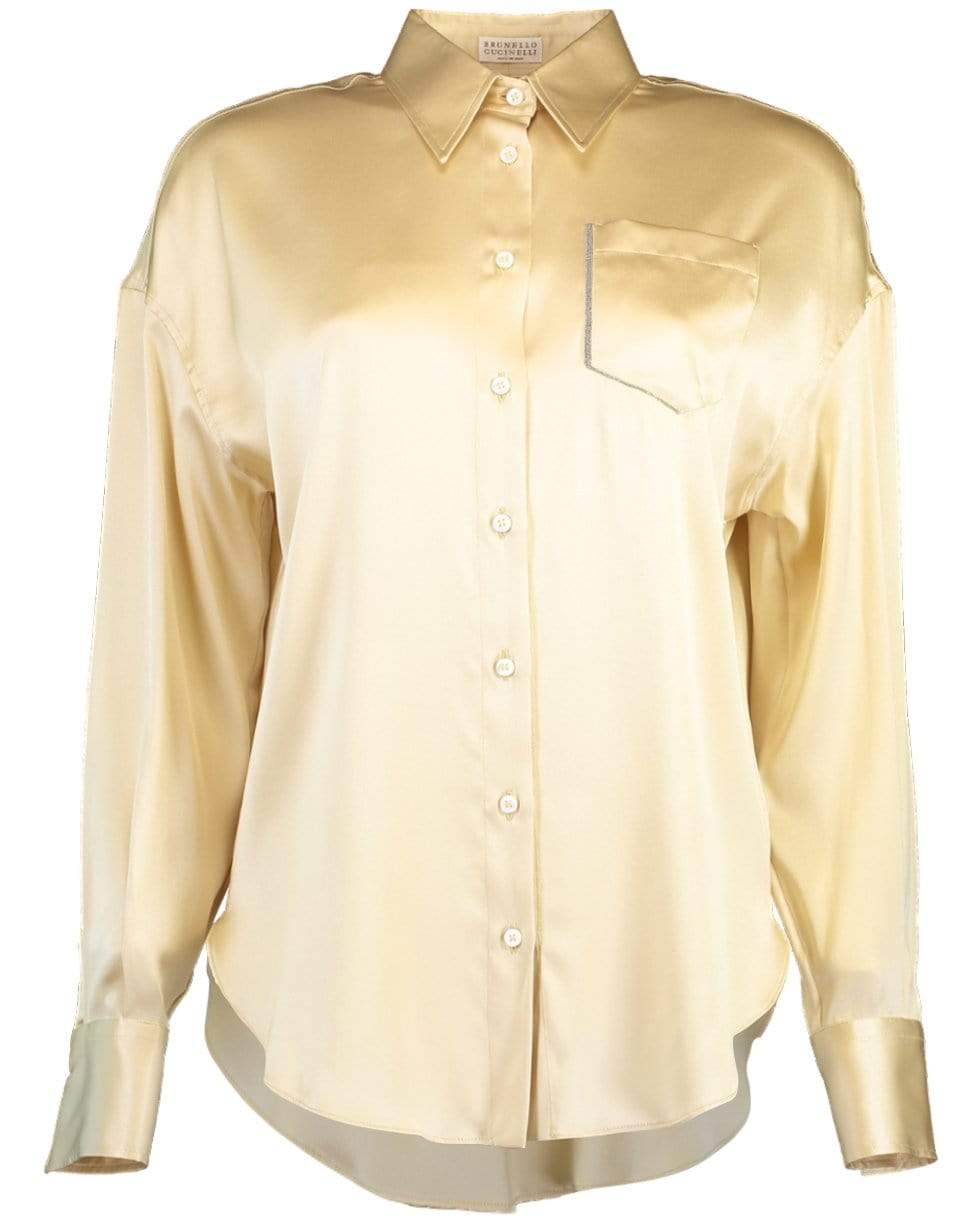 BRUNELLO CUCINELLI-Shadow Pocket Silk Blouse-