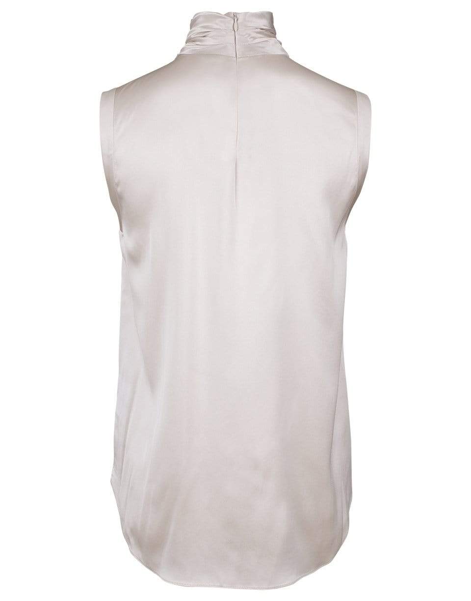 BRUNELLO CUCINELLI-Vanilla Satin Sleeveless Wrap Neck Top-